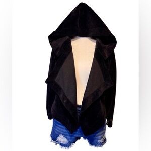 Joyfolie Chenille Hoodie jacket/blazer in black - size large